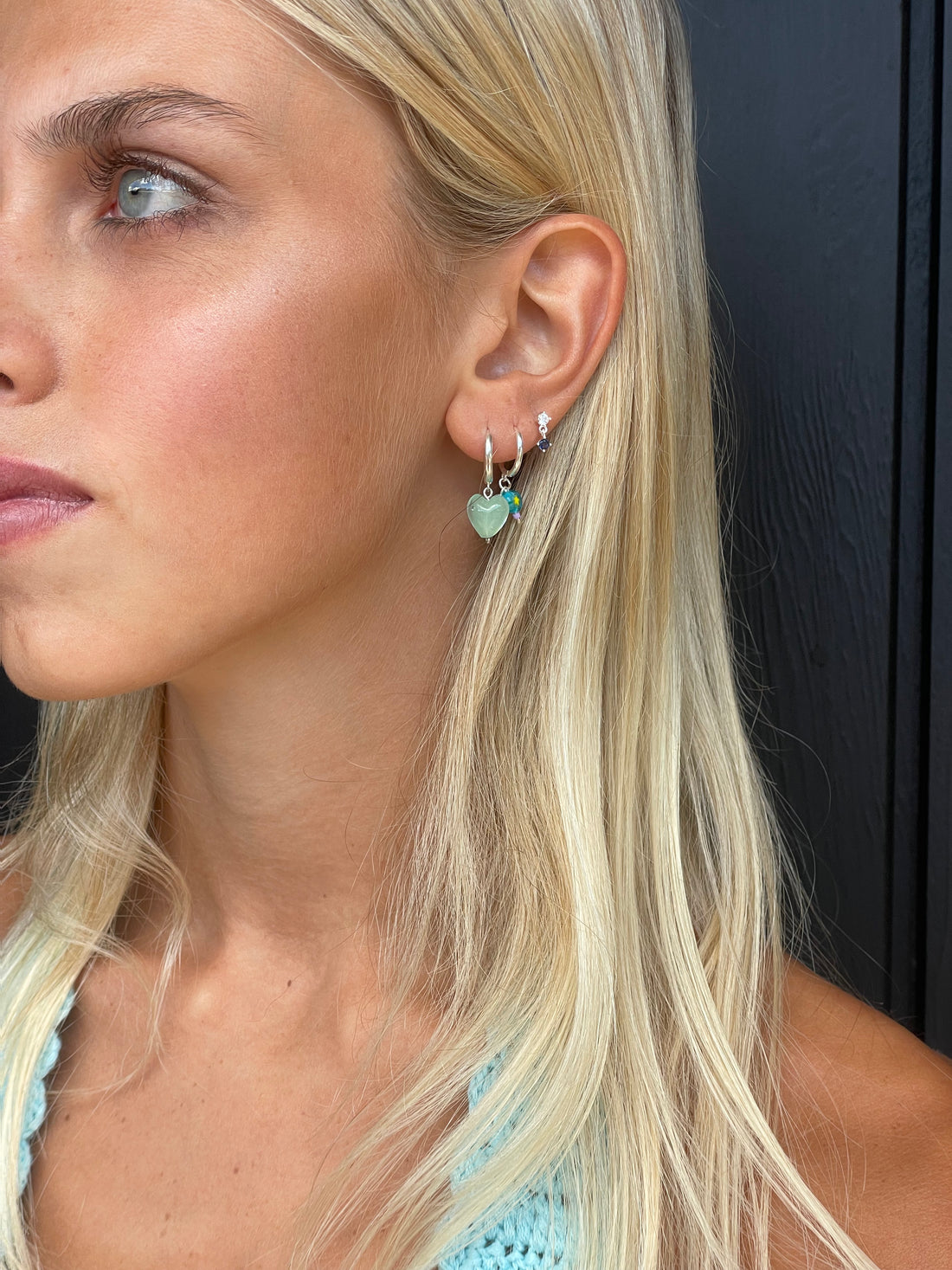 SINGLE STUD Droplet | Denim Blue Gold