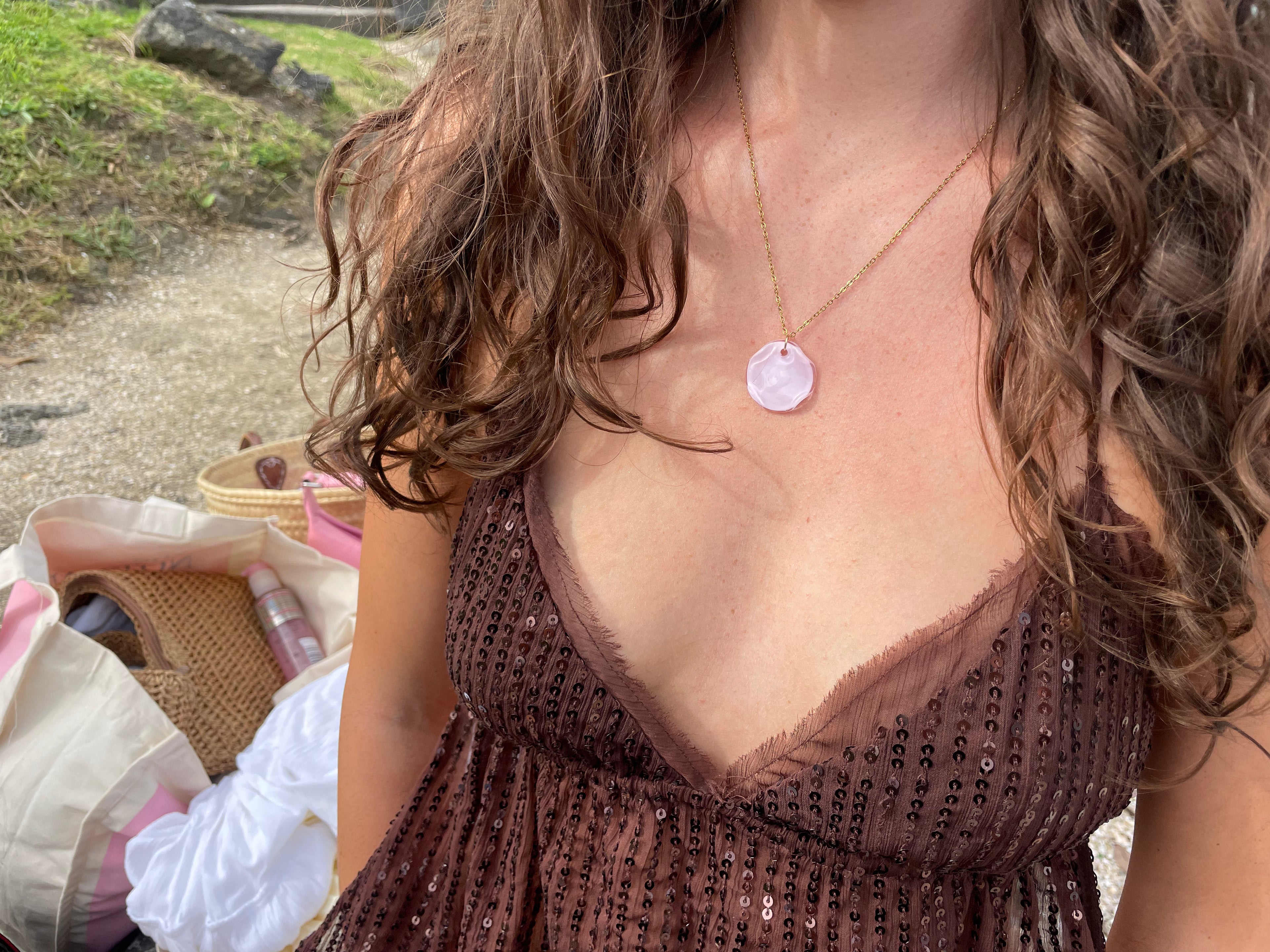 ONE-OFF Italian Coin | Light Pink Necklace
