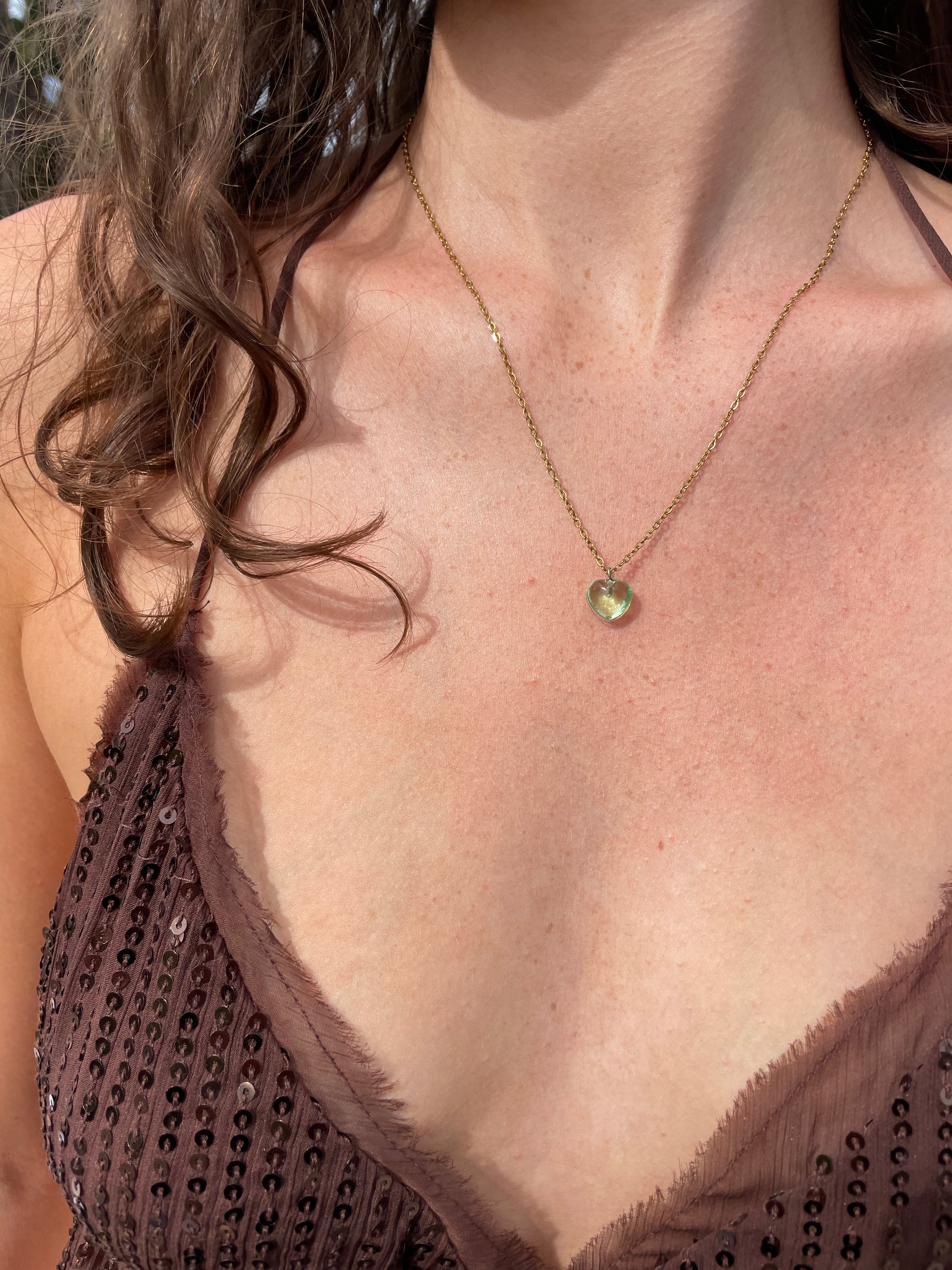 ONE-OFF Mini Heart | Mint Necklace