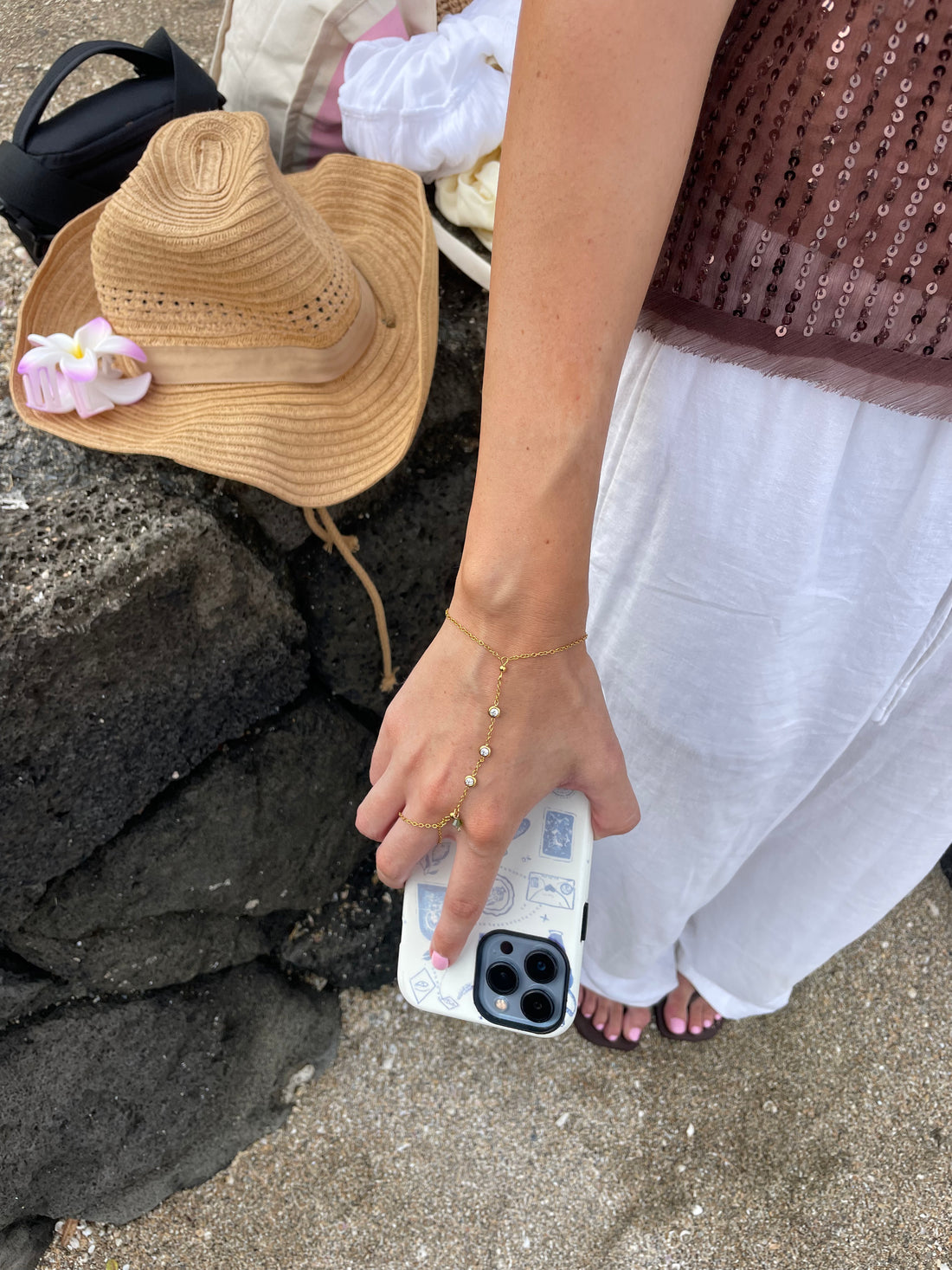 Hand Chain | Khaki Swarovski