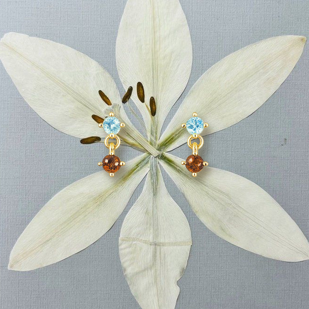 Droplet Studs | Light Blue + Chocolate
