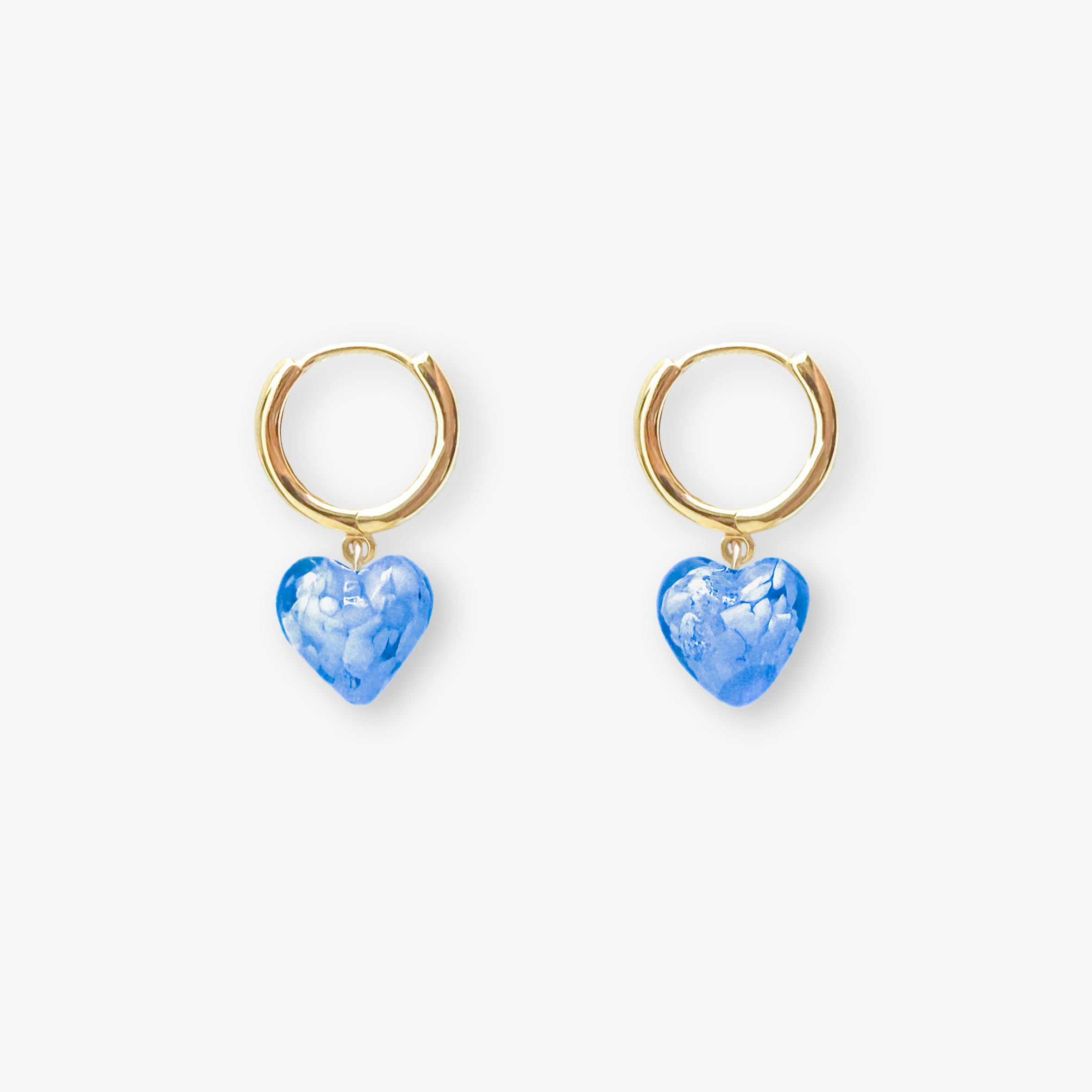 AMORE | Dark Blue Cloudy Glass Hearts