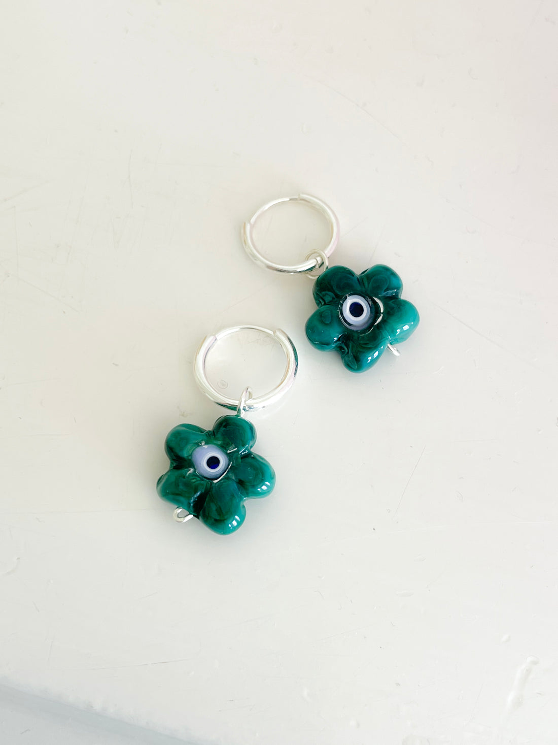 ONE-OFF Emerald Flowers Evil Eyes | EARRINGS