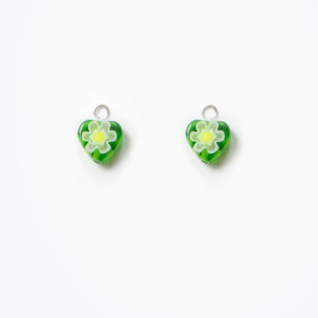 ONE-OFF MINI CHARMS Green Hearts | Earrings