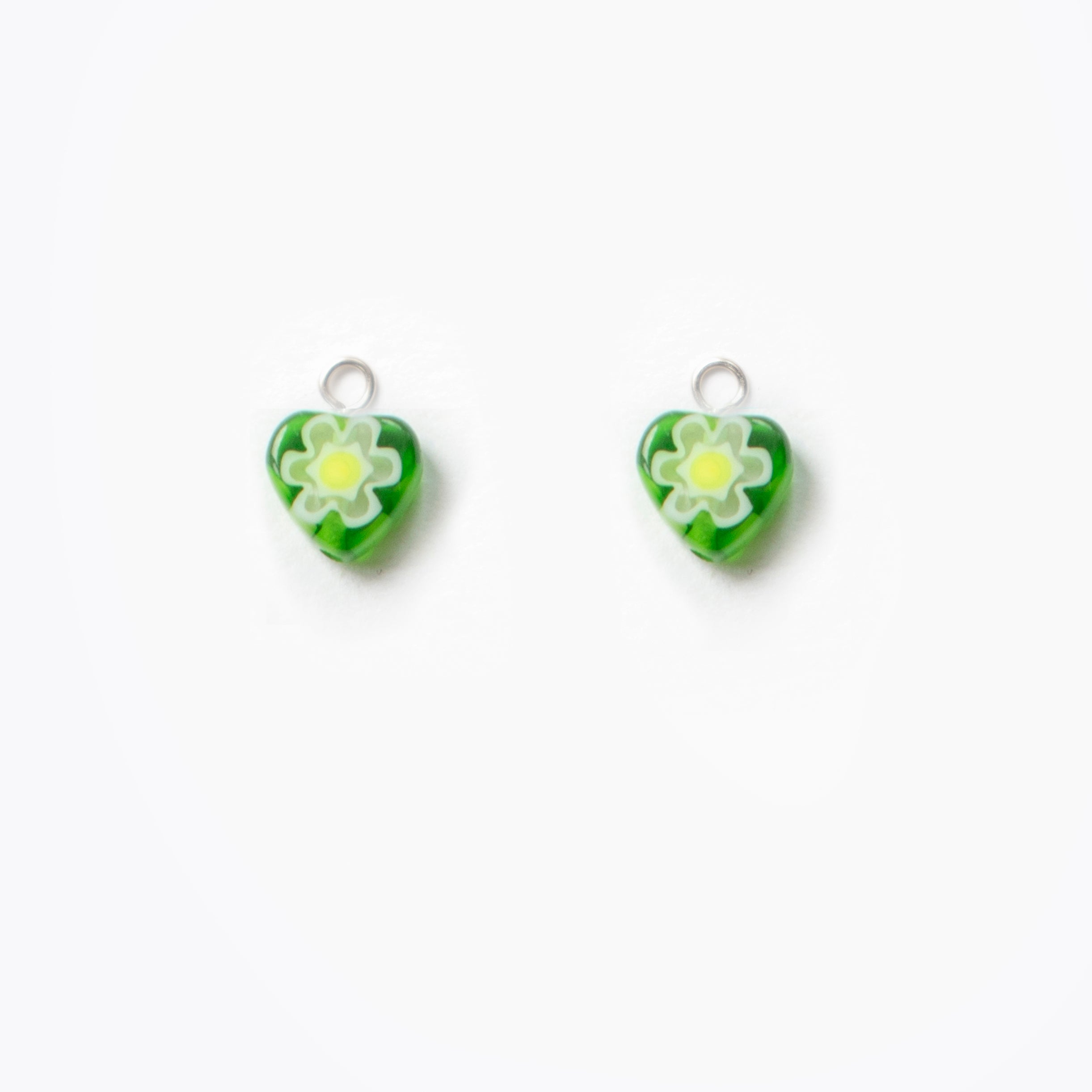 ONE-OFF MINI CHARMS Green Hearts | Earrings