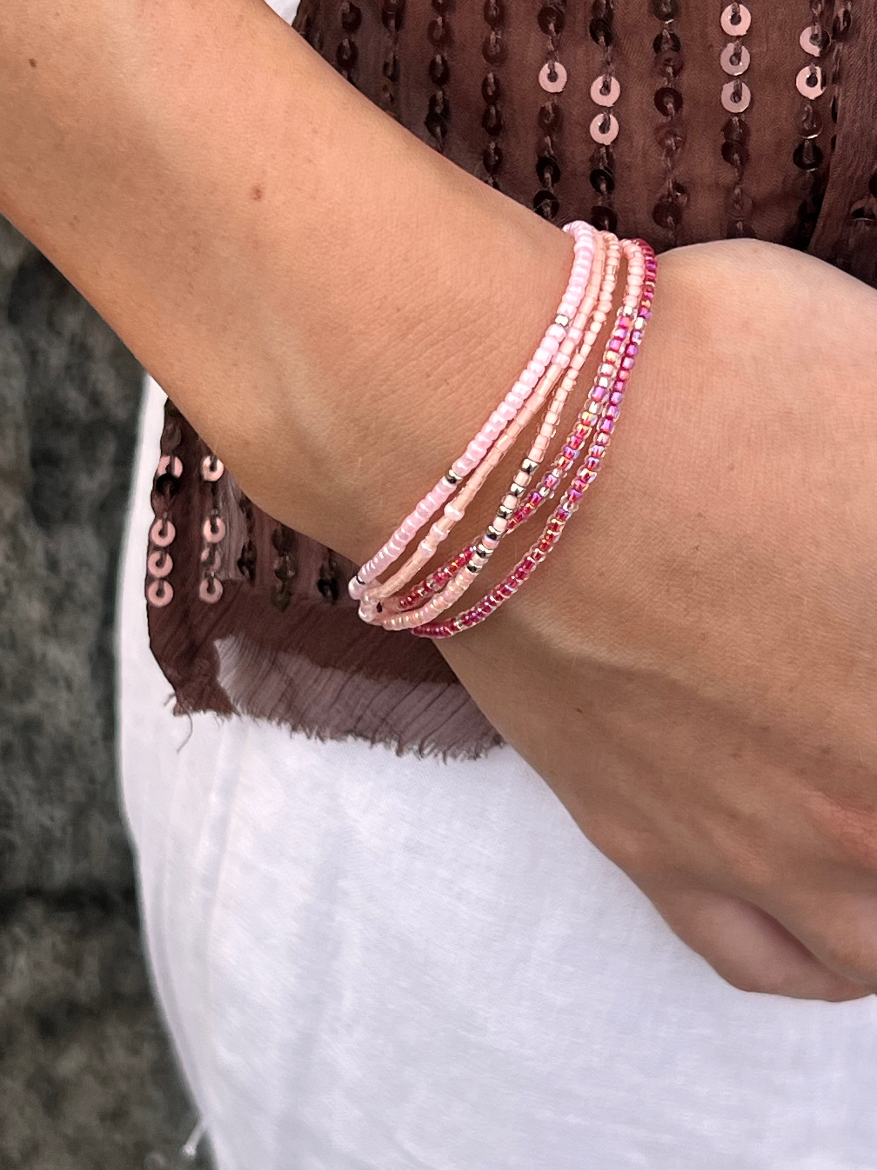 5-Stacked Bracelet | Blush