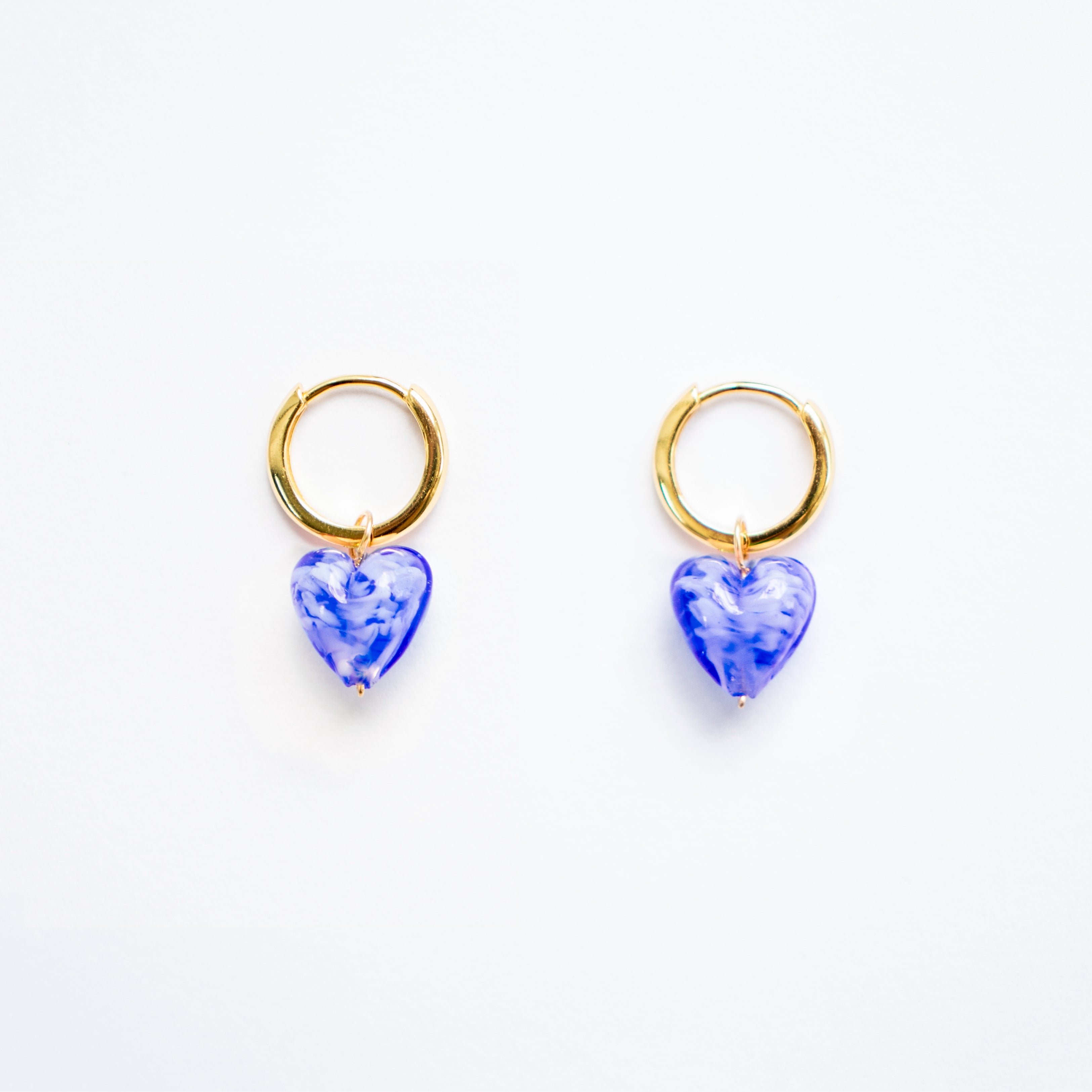 AMORE | Dark Blue Cloudy Glass Hearts