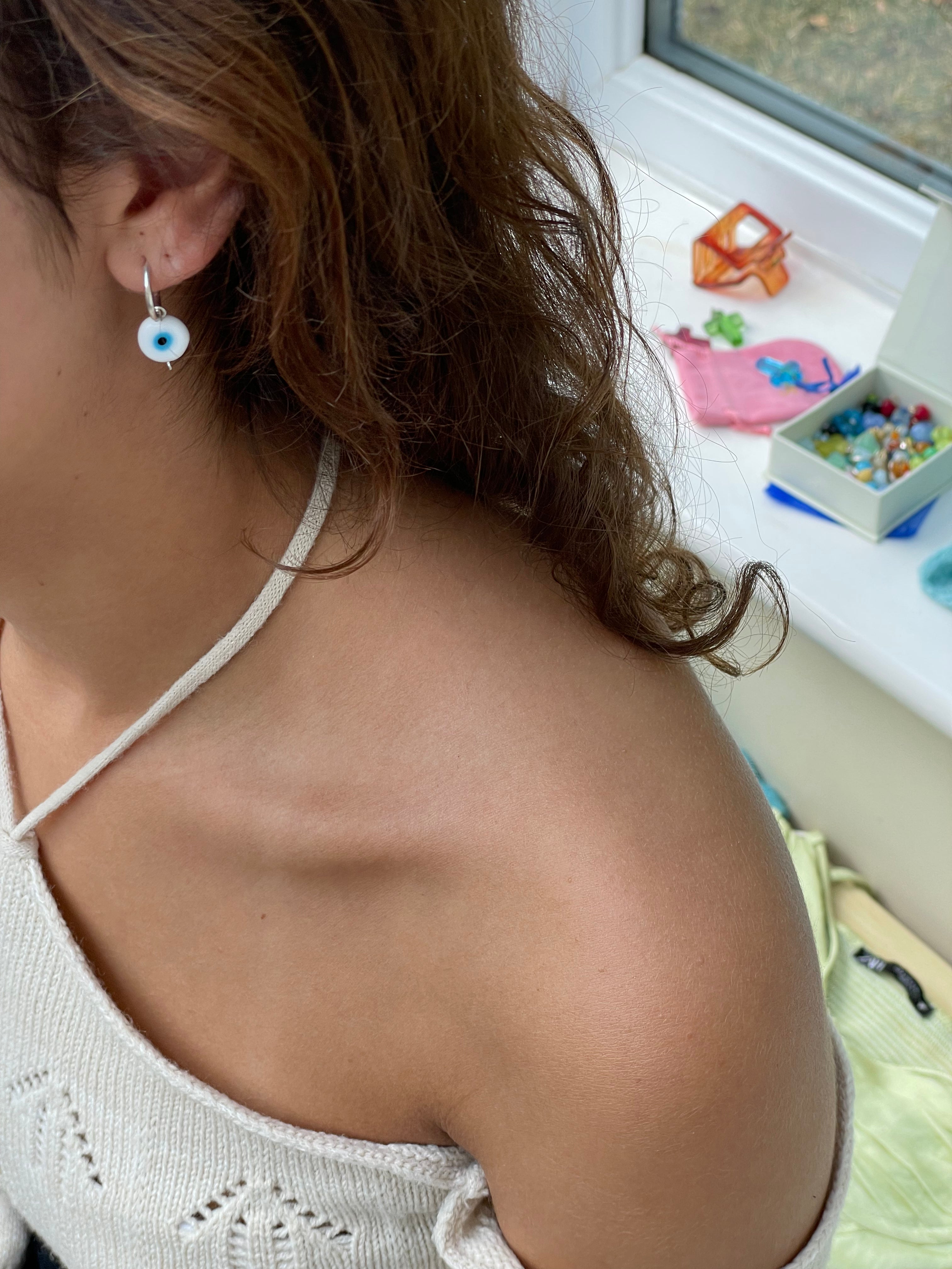 CHARMS | White Greek Evil Eyes