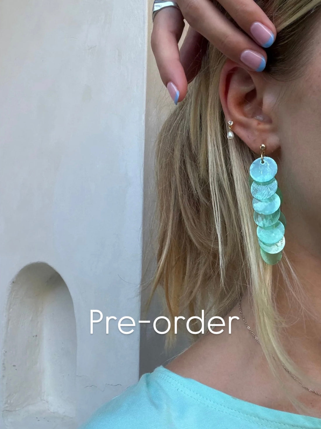 PRE-ORDER Capiz Shell Earrings | Aqua