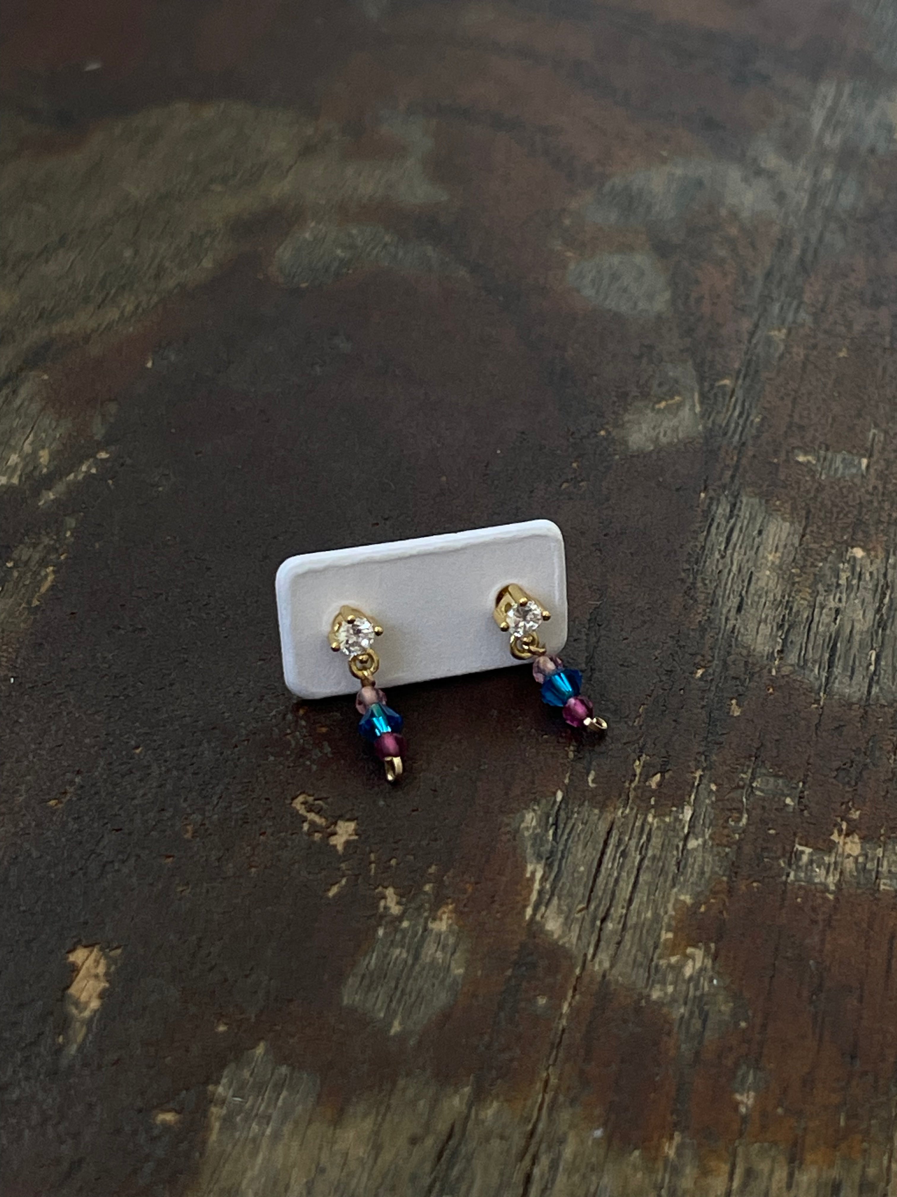 ONE-OFF Crystal Studs | Navy + Pink