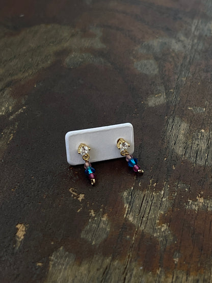 ONE-OFF Crystal Studs | Navy + Pink