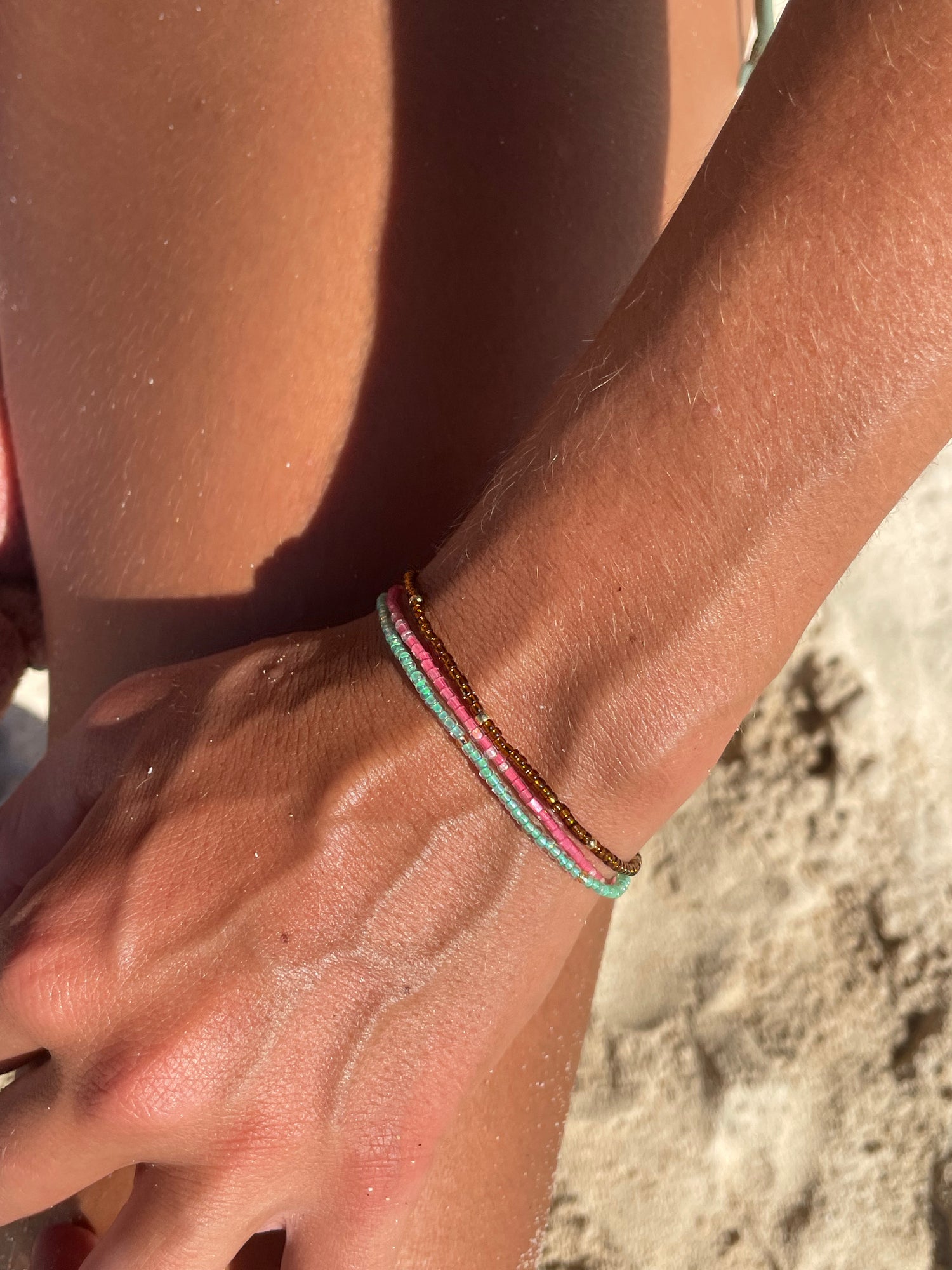 3-Stacked Bracelet | Seafoam Rose
