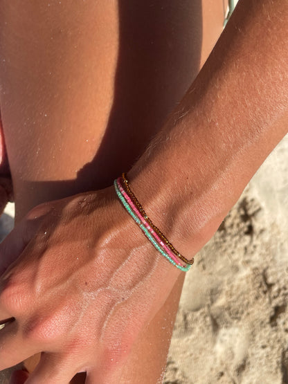 3-Stacked Bracelet | Seafoam Rose