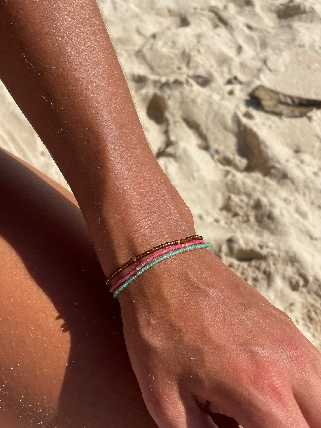 3-Stacked Bracelet | Seafoam Rose