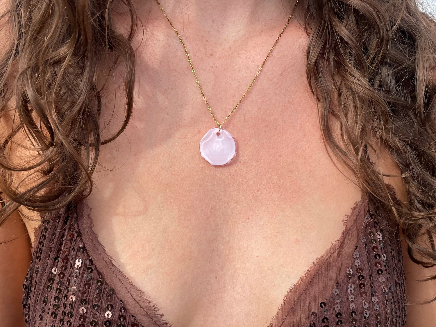 ONE-OFF Italian Coin | Light Pink Necklace