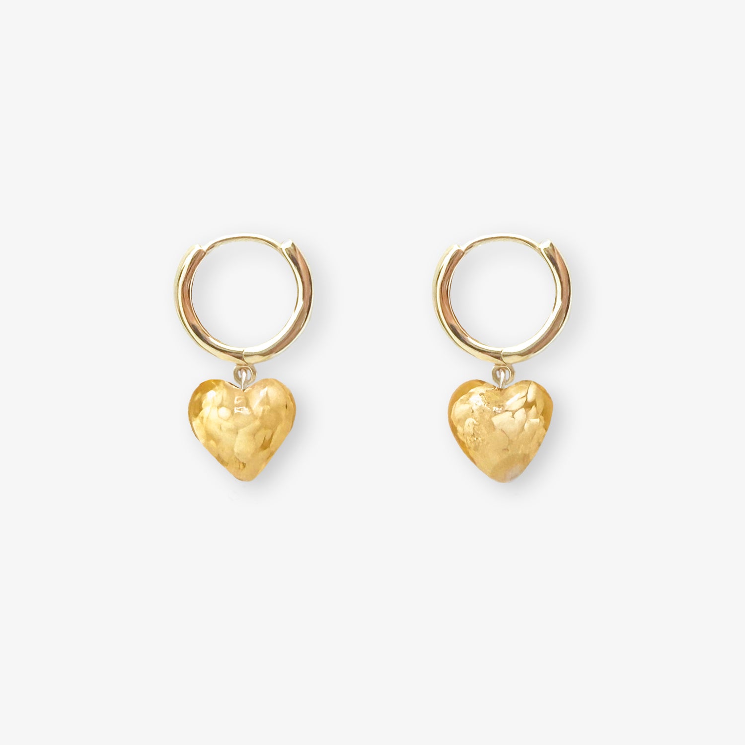 AMORE | Amber Cloudy Glass Hearts
