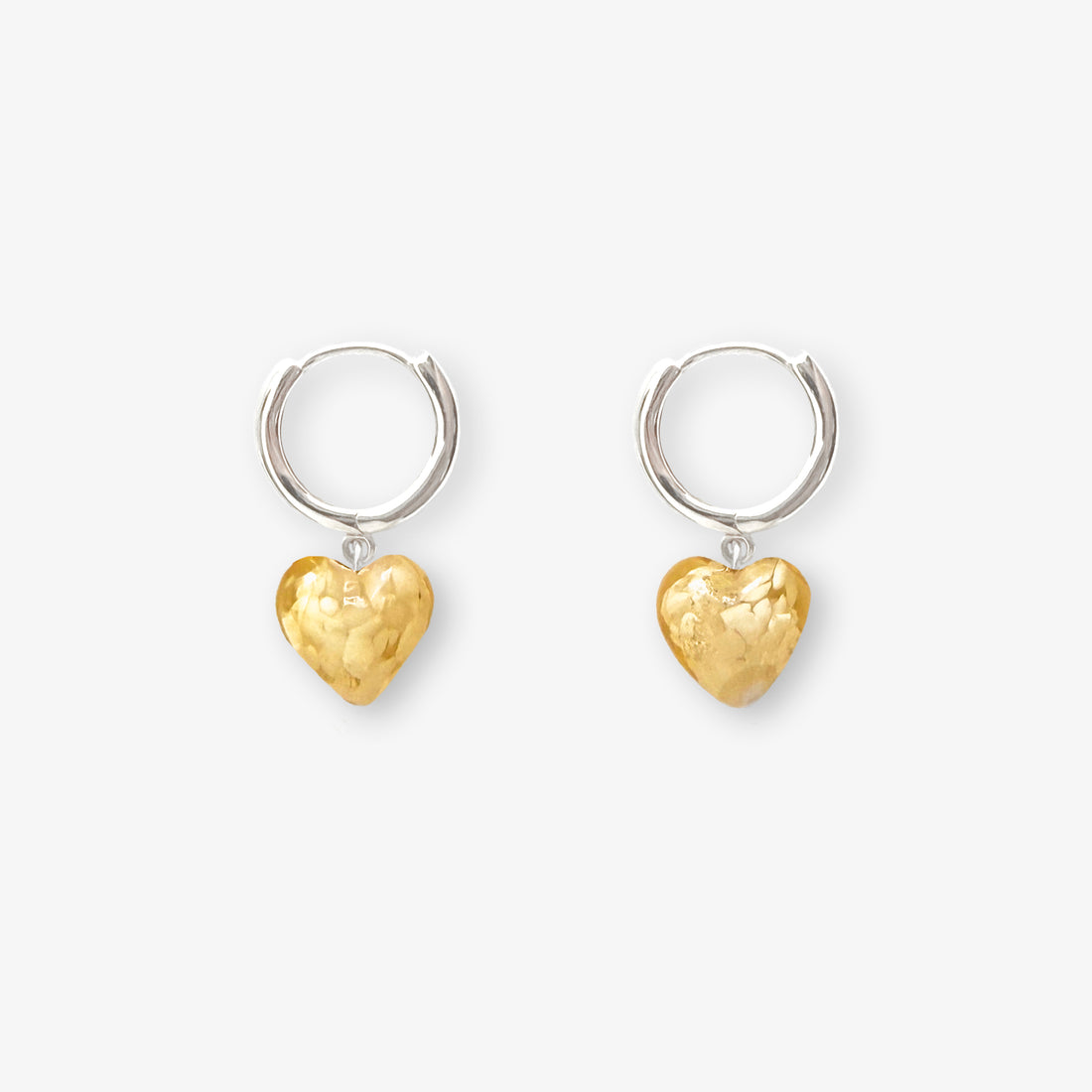 AMORE | Amber Cloudy Glass Hearts