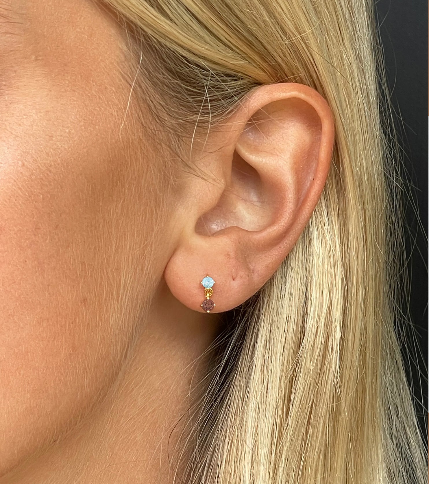 Droplet Studs | Light Blue + Chocolate