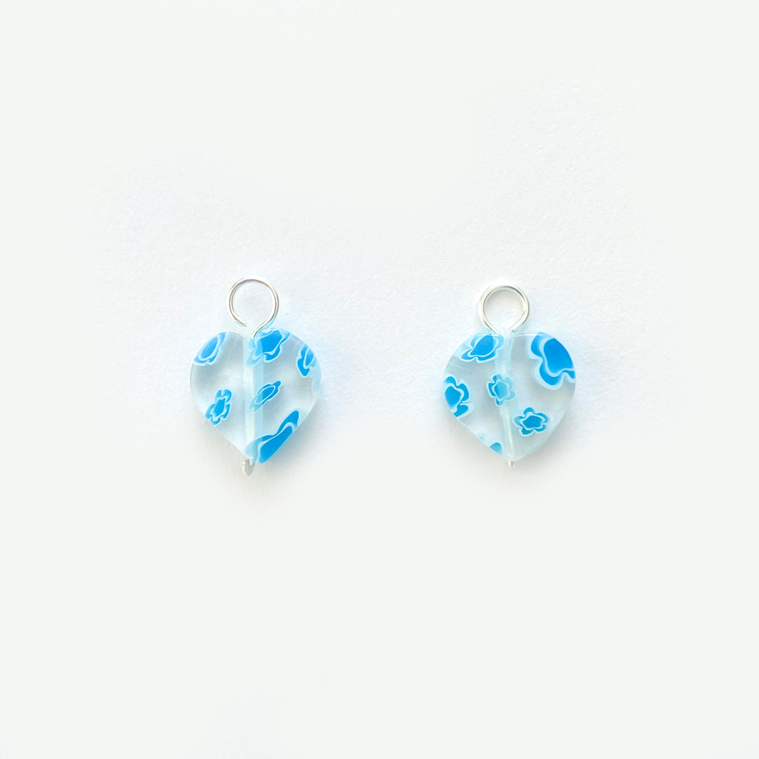 Clear Light Blue Floral Hearts | CHARMS