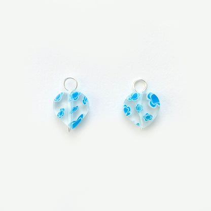 Clear Light Blue Floral Hearts | CHARMS