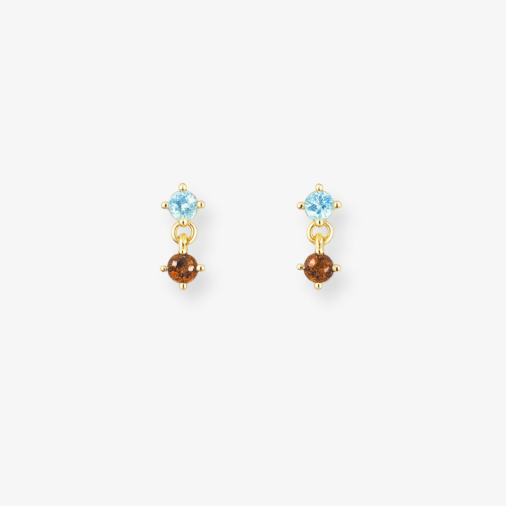 Droplet Studs | Light Blue + Chocolate