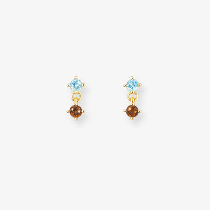 Droplet Studs | Light Blue + Chocolate