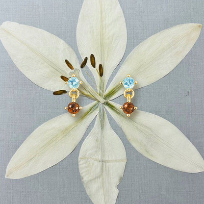 Droplet Studs | Light Blue + Chocolate