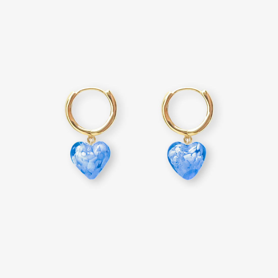 AMORE | Dark Blue Cloudy Glass Hearts