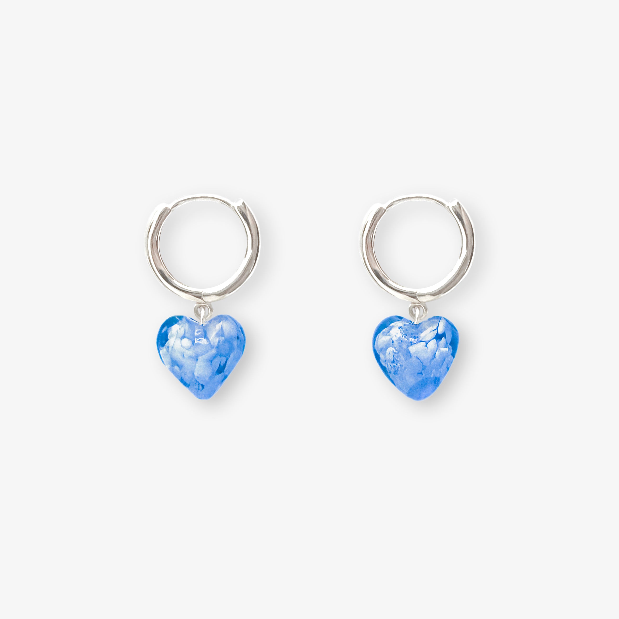 AMORE | Dark Blue Cloudy Glass Hearts
