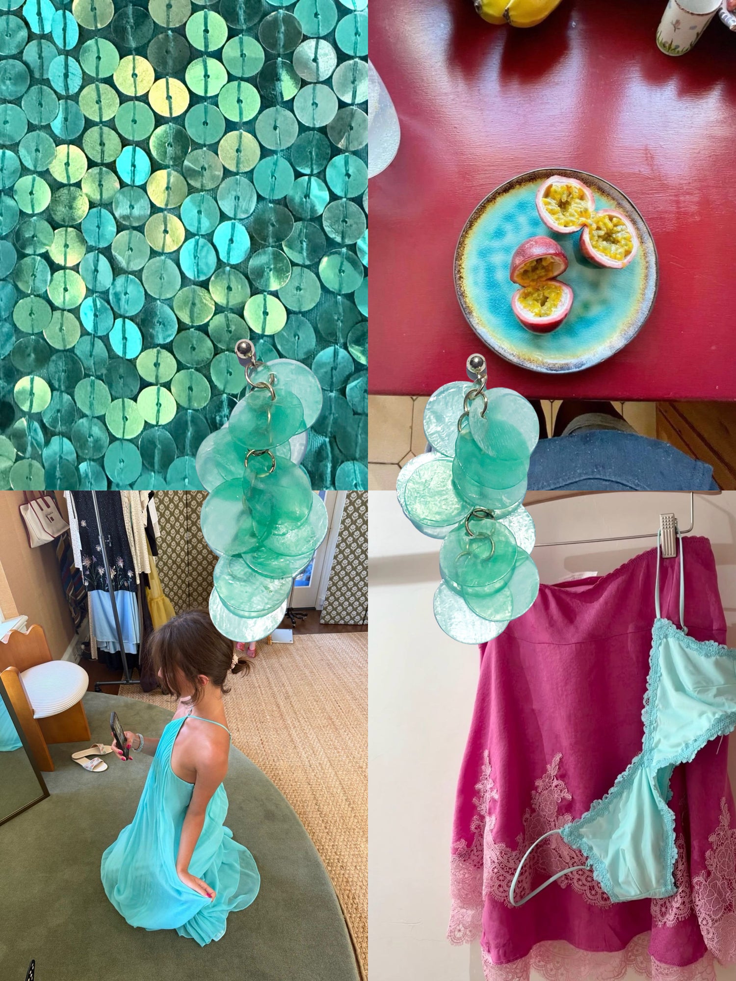 Capiz Shell Earrings | Aqua