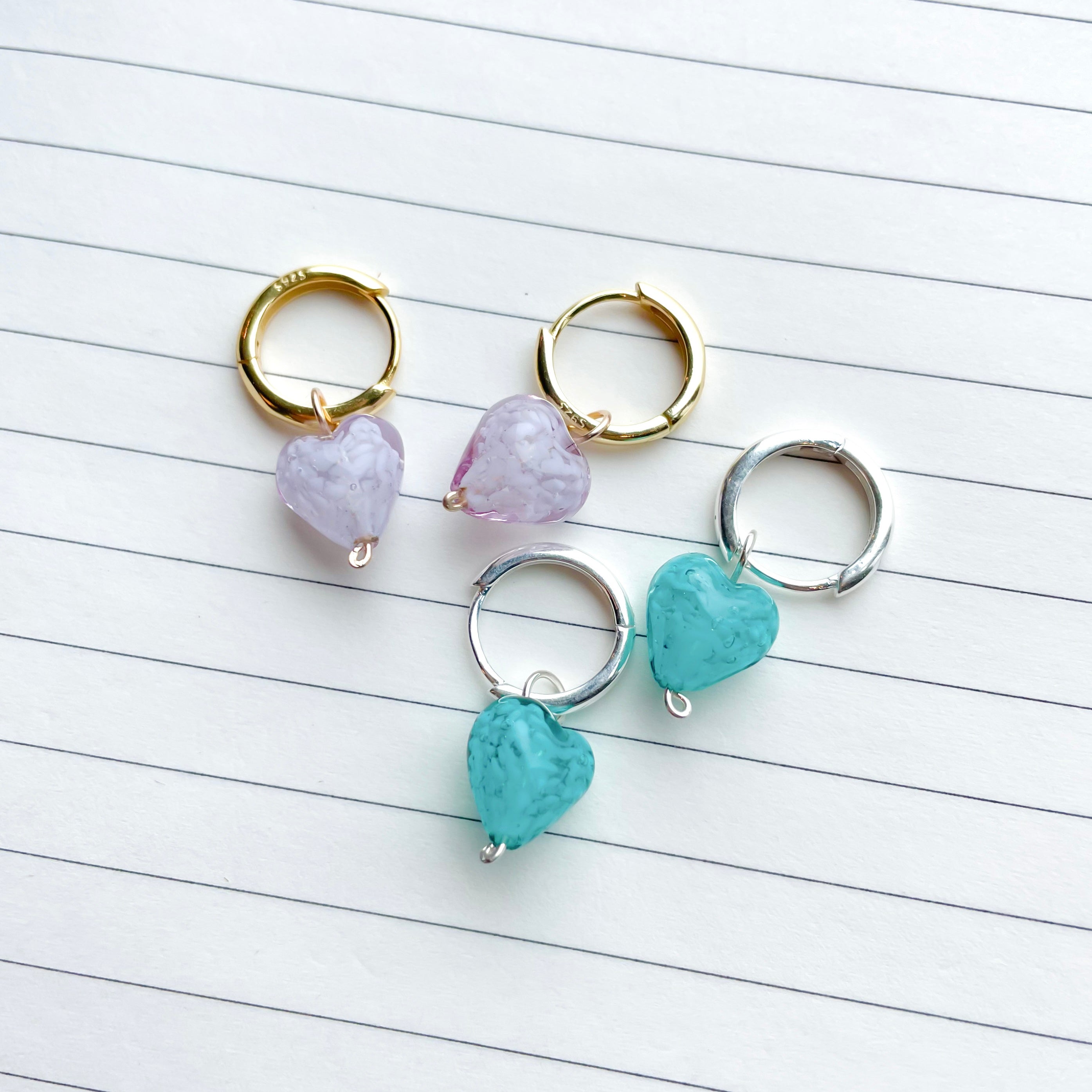 AMORE | Turquoise Glass Hearts