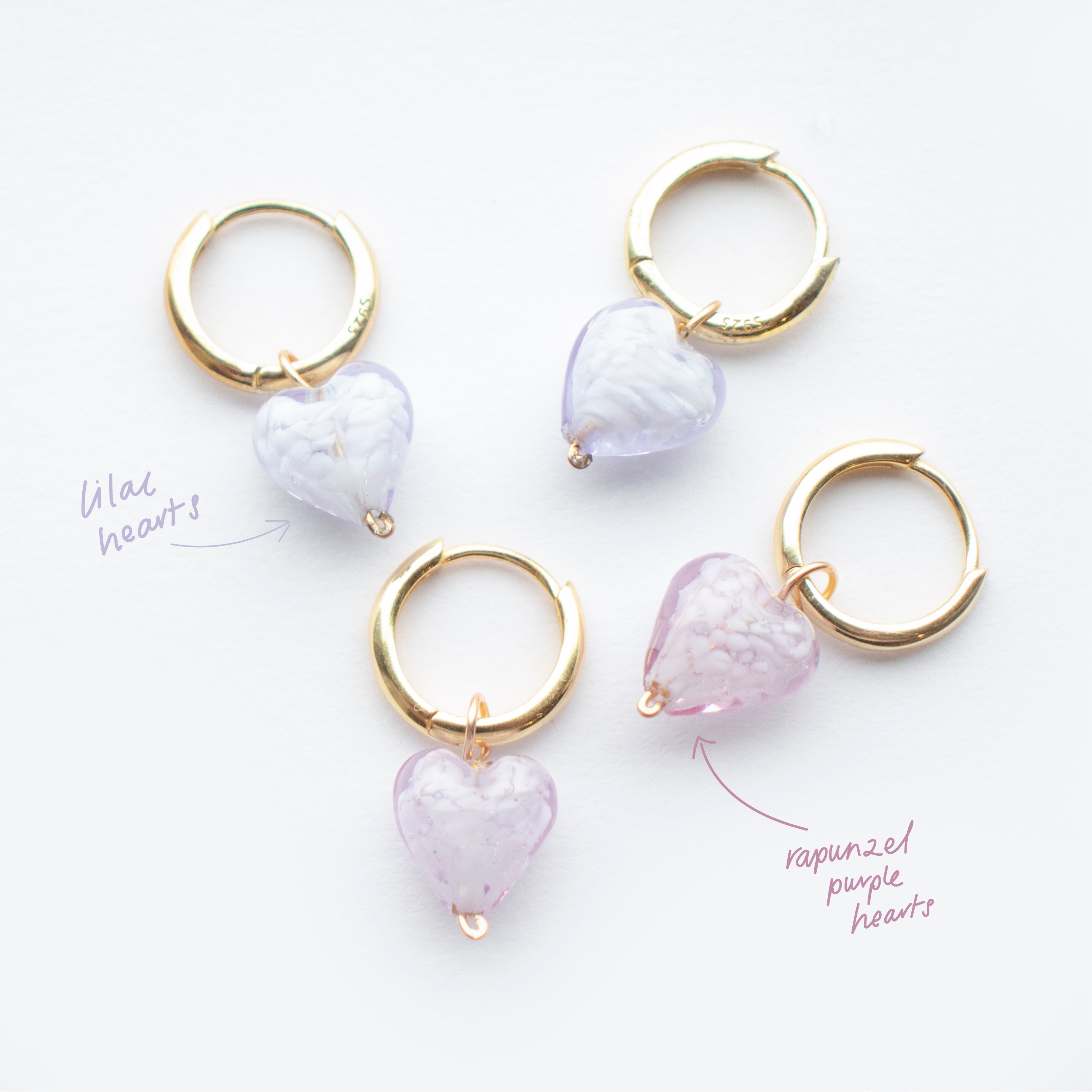 AMORE | Rapunzel Purple Glass Hearts