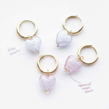 AMORE | Rapunzel Purple Glass Hearts